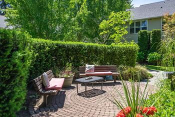Secure courtyard with walking paths